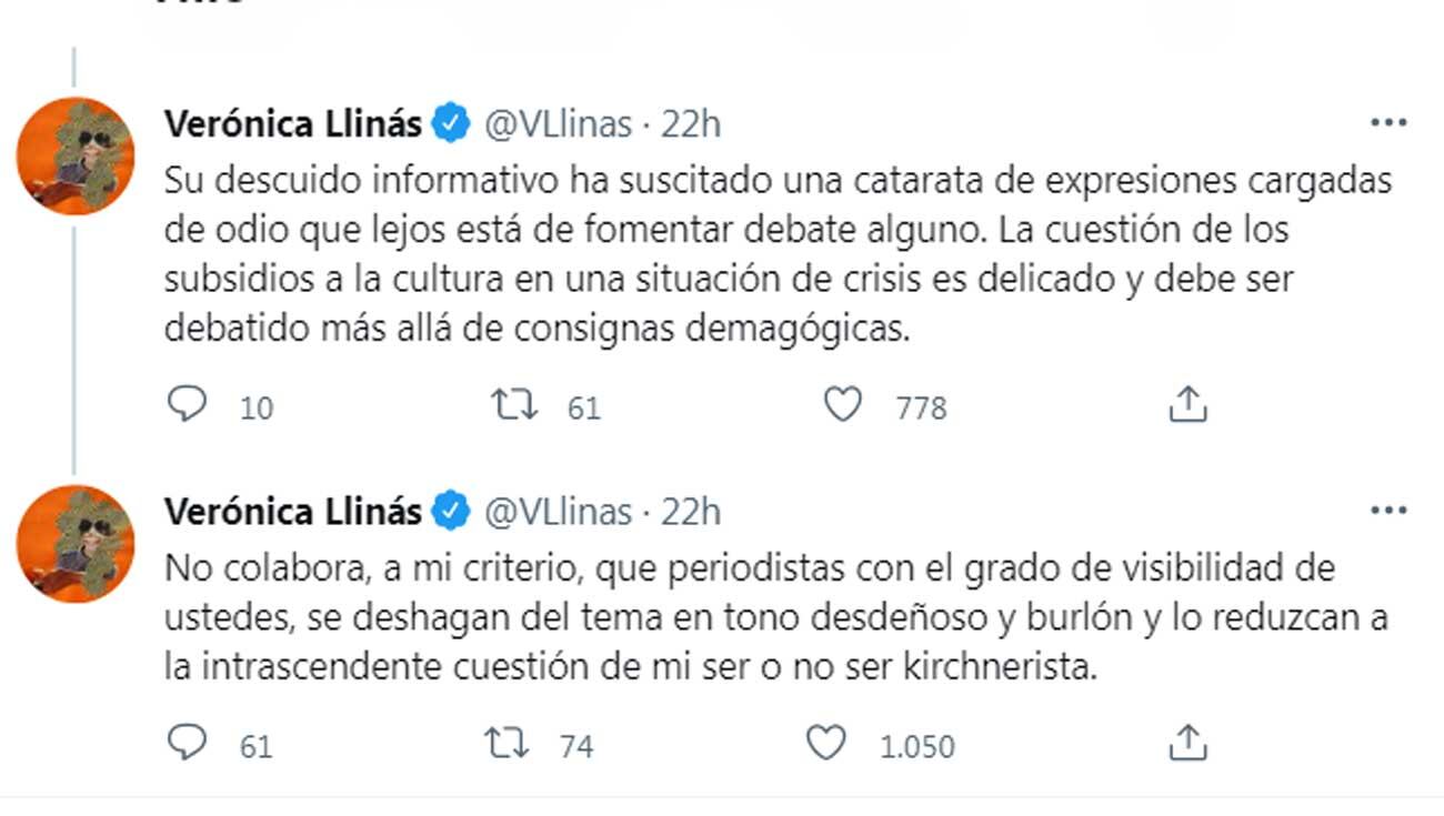 Verónica Llinás se vio involucrada esta semana en la polémica de la nueva gestión del INCAA