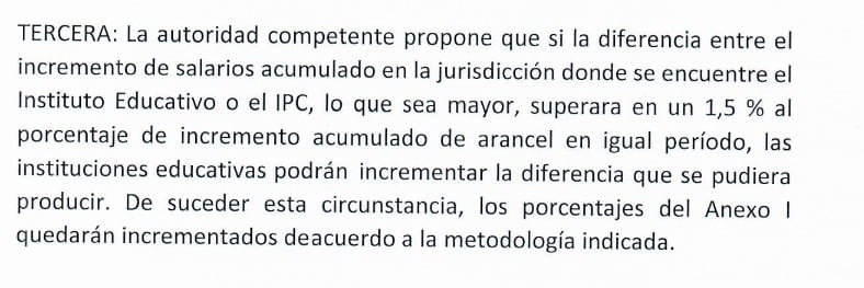 La cláusula que marca el aumento en "Precios Justos", que no se aplica en Mendoza