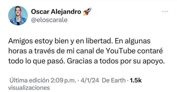 El posteo de Oscar Alejandro tras quedar en libertad