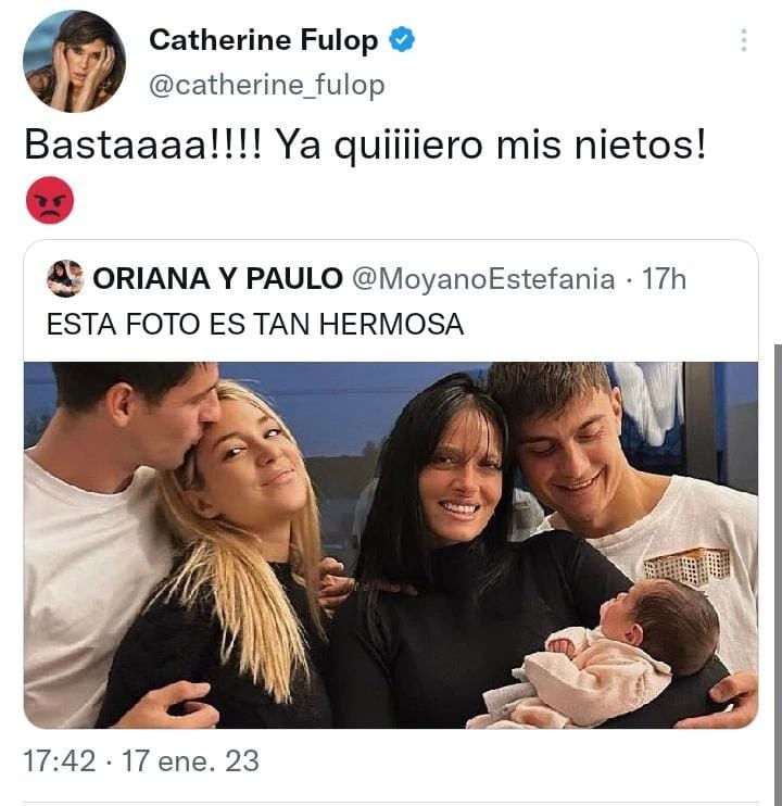 La respuesta de Catherine al posteo de Oriana y Paulo