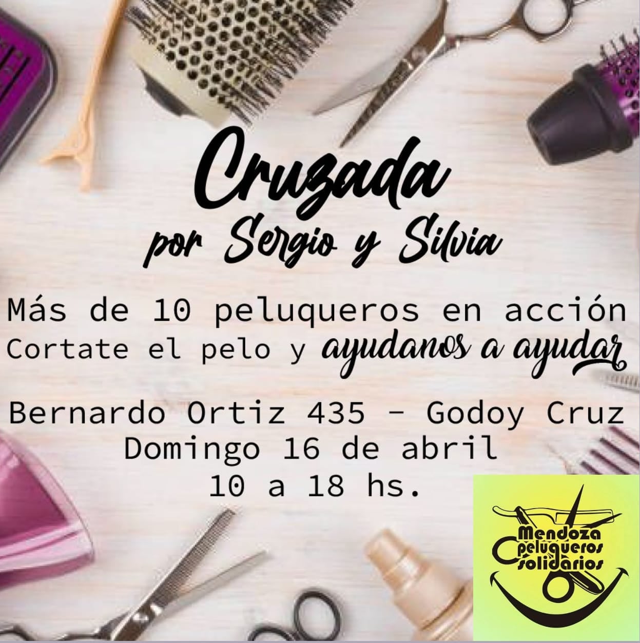 Cortes de pelo y peinados a beneficio de un matrimonio que necesita dinero para terminar su casa. Foto: Gentileza