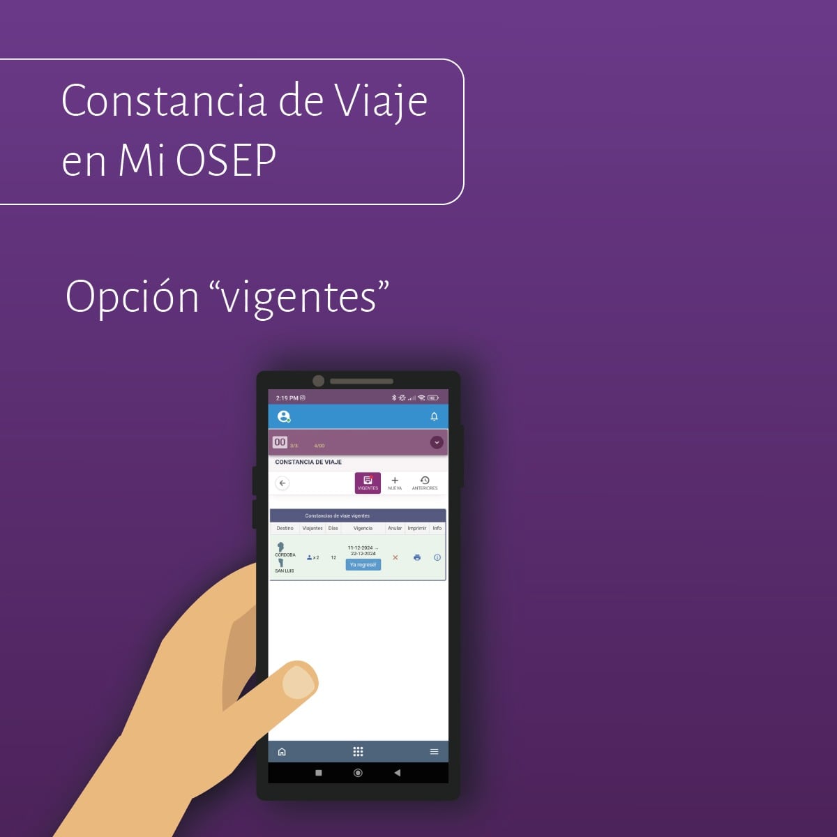 Constancia de Viaje en Mi Osep