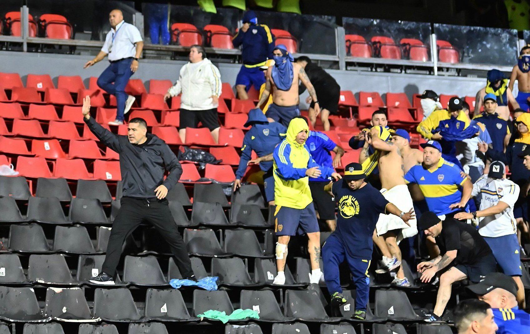 Riquelme en la tribuna de Boca