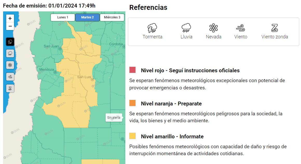 Alerta por tormentas - Foto SMN