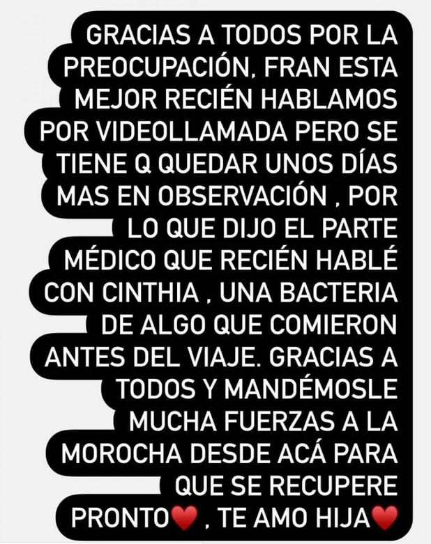 El mensaje en Instagram de Matías Defederico.