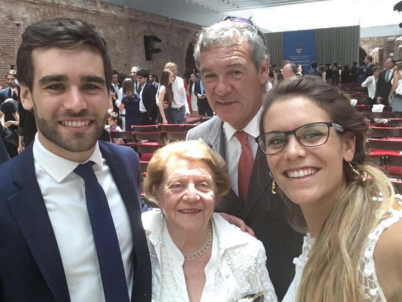 Facundo Macarrón, "Nene" Grassi (madre de Nora), Marcelo Macarrón y Valentina Macarrón. (Archivo)