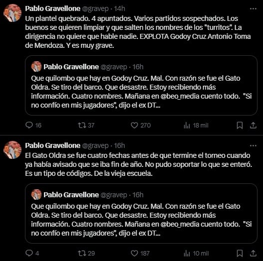 Pablo Gravellone sobre la renuncia del Gato Oldrá en Godoy Cruz