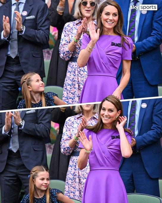 La princesa lleva un vestido color morado de Wimbledon.