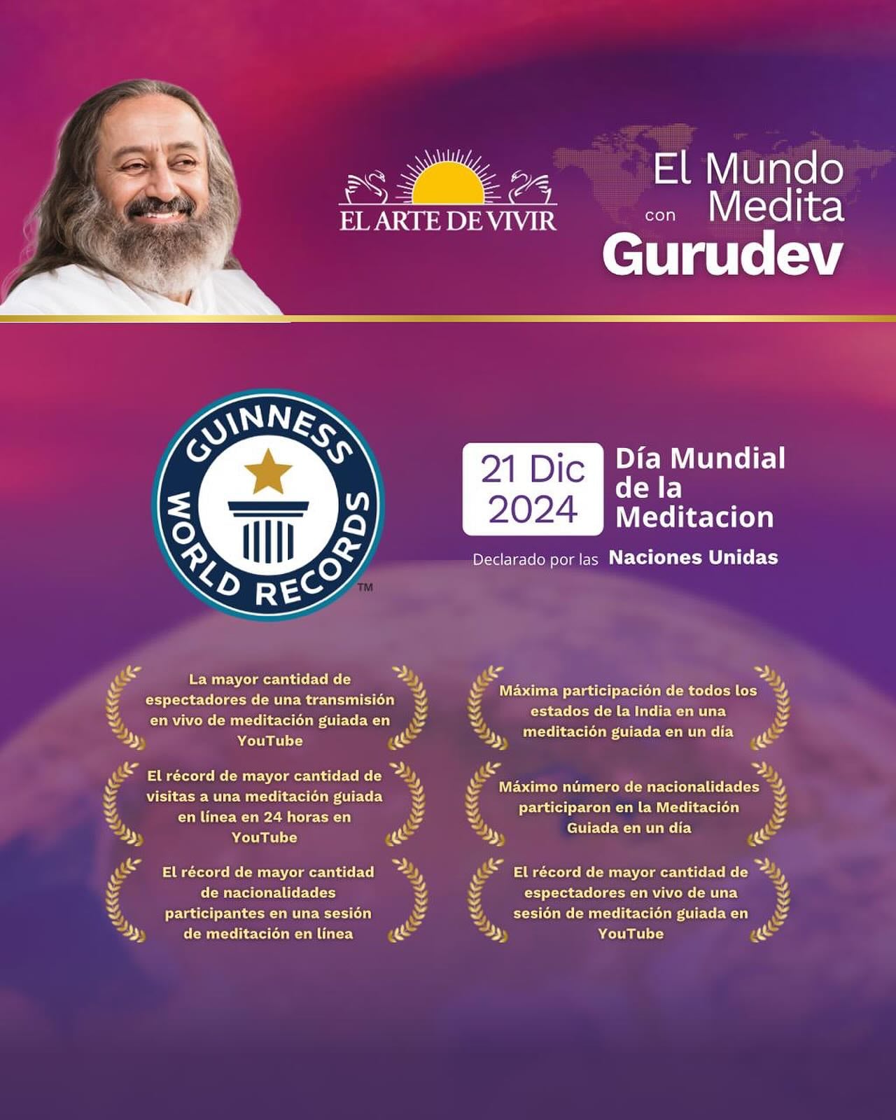 Nuevo récord Guiness mundial de meditación. Captura: Facebook