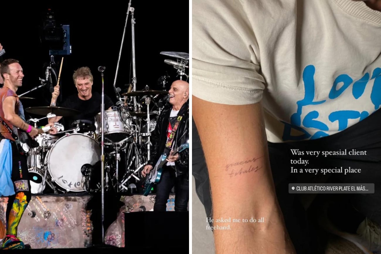 Chris Martin se tatuó en el brazo "Gracias totales" 