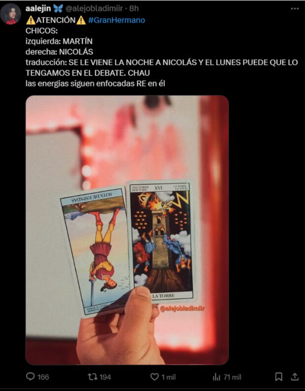 El Tarot predice la eliminación de GH 2024