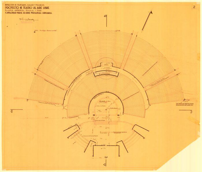 Plano original del Teatro Griego Frank Romero Day.