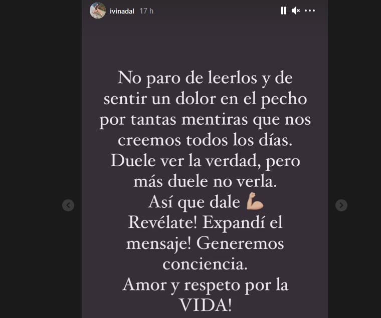 Ivana Nadal y mensajes de sus historias de Instagram con sus seguidores