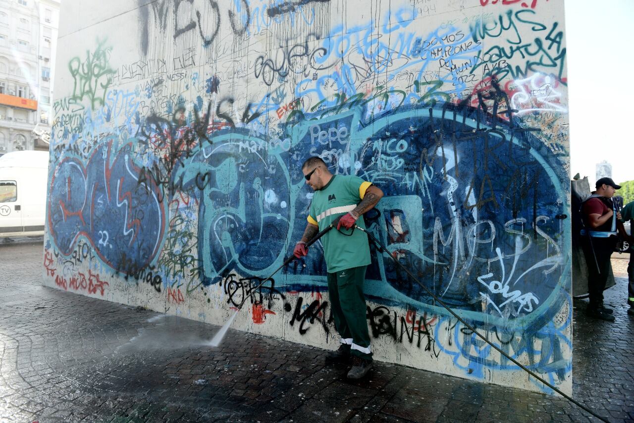 Obelisco vandalizado. Gentileza / Clarín