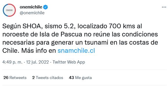 Un fuerte sismo y una réplica alertaron al sur de Chile, 24 horas después de haber avistado un pez remo.