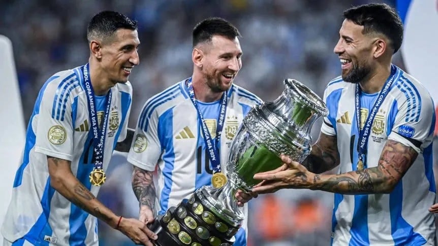 Di María, Messi y Otamendi.