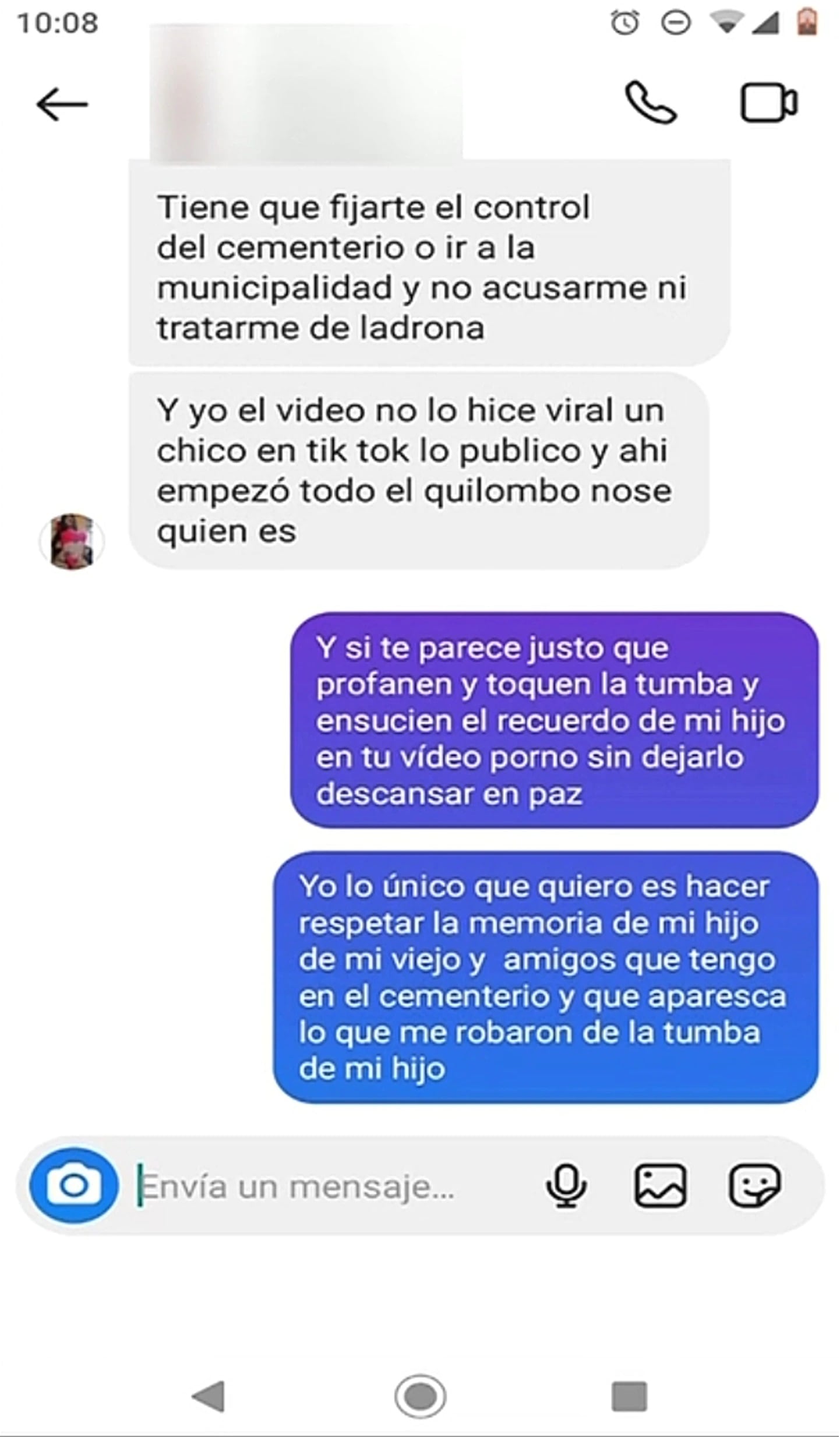 El mensaje que le mandó la actriz del video. 