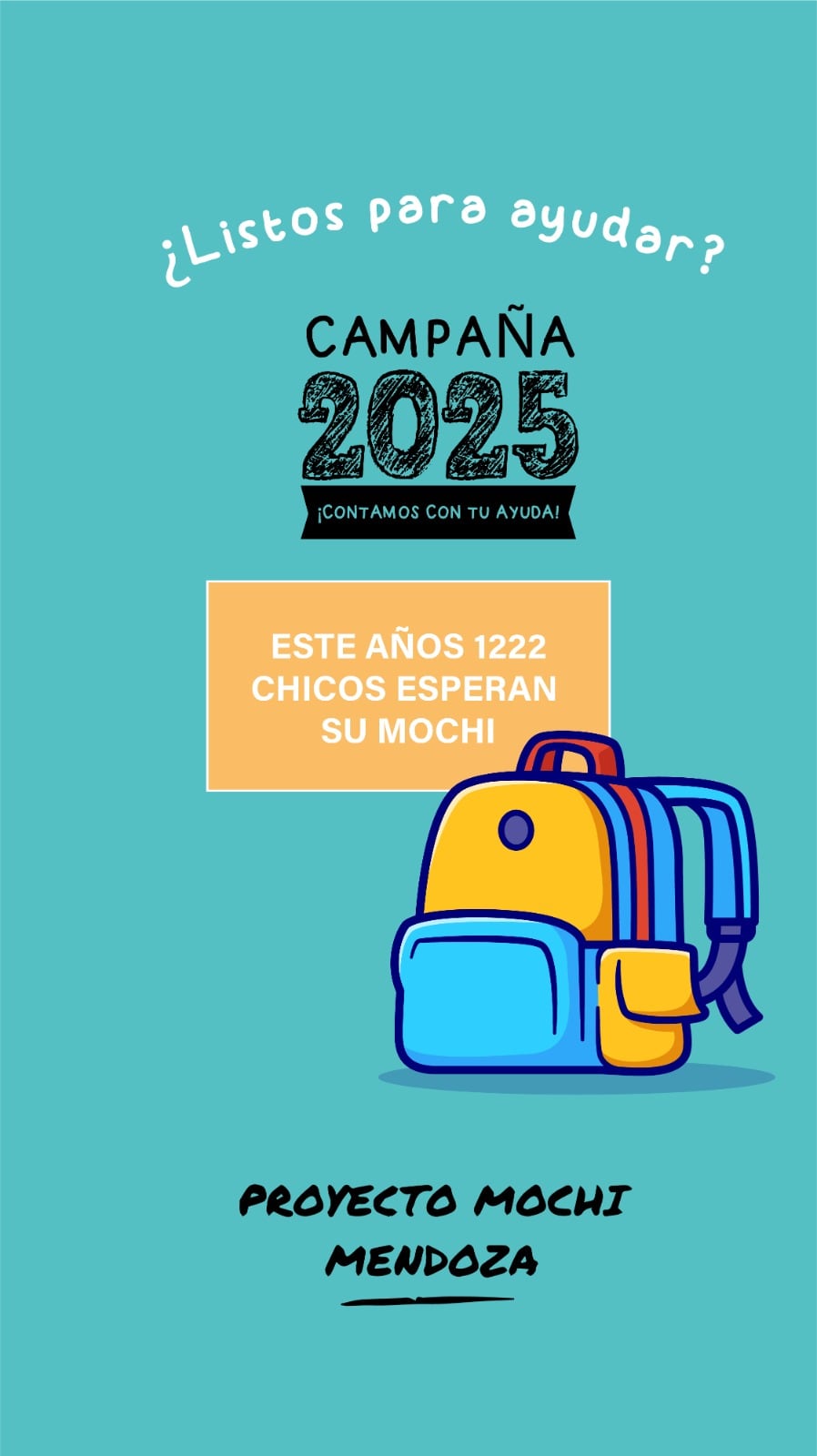 Proyecto Mochi Mendoza es un proyecto solidario que tiene como objetivo conseguir mochilas con útiles para que niños que estan estudiando y en situación de vulnerabilidad tengan todo lo necesario para comenzar las clases.