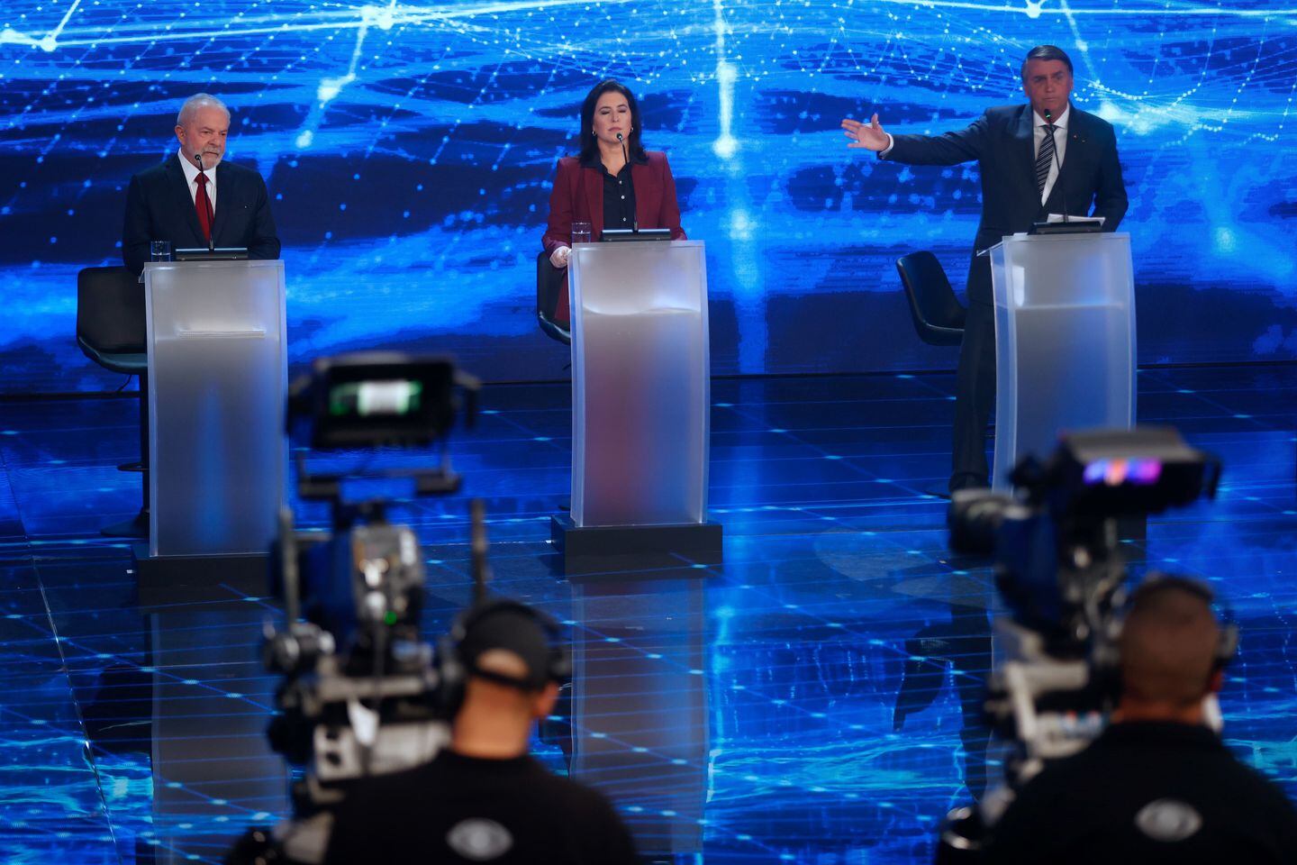 Los tres candidatos presidenciales, en el debate televisivo.