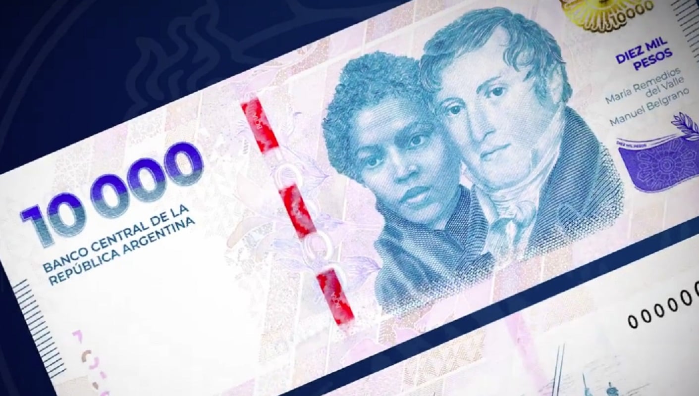 Cuándo cobro el aguinaldo de junio: las fechas para jubilados y pensionados. En la foto, el nuevo billete de $10.000.