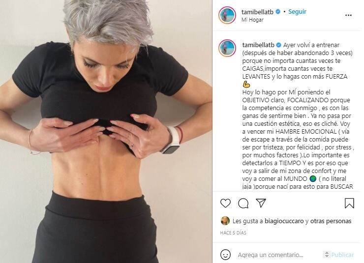 Tamara Bella reveló que no le gusta ir al gimnasio y se desafió a ir todos los días