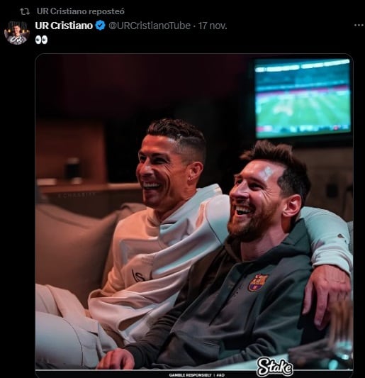 Cristiano Ronaldo y Lionel Messi, en un posteo de Twitter