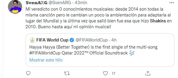 En las redes sociales piden a Shakira para la canción del mundial Qatar 2022 (Twitter)