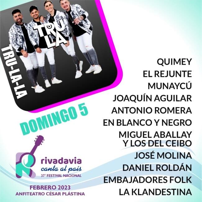 Rivadavia canta al país, domingo.