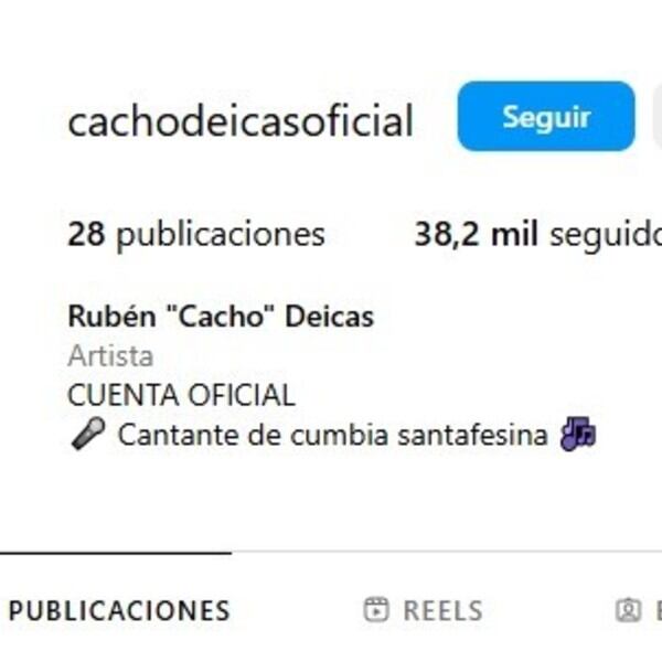 El perfil de Instagram de Cacho Deicas. (Captura)