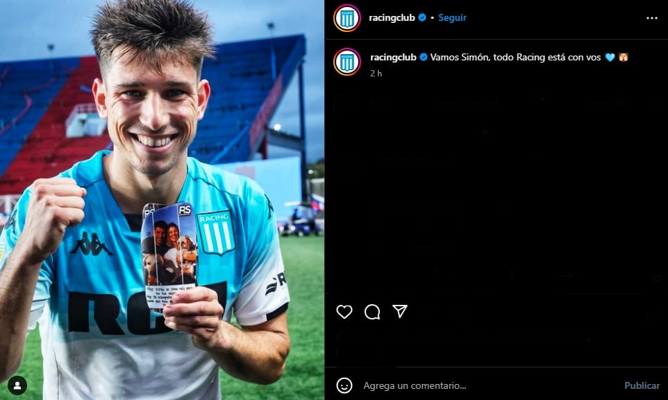 El posteo de Racing en apoyo a Facundo Mura