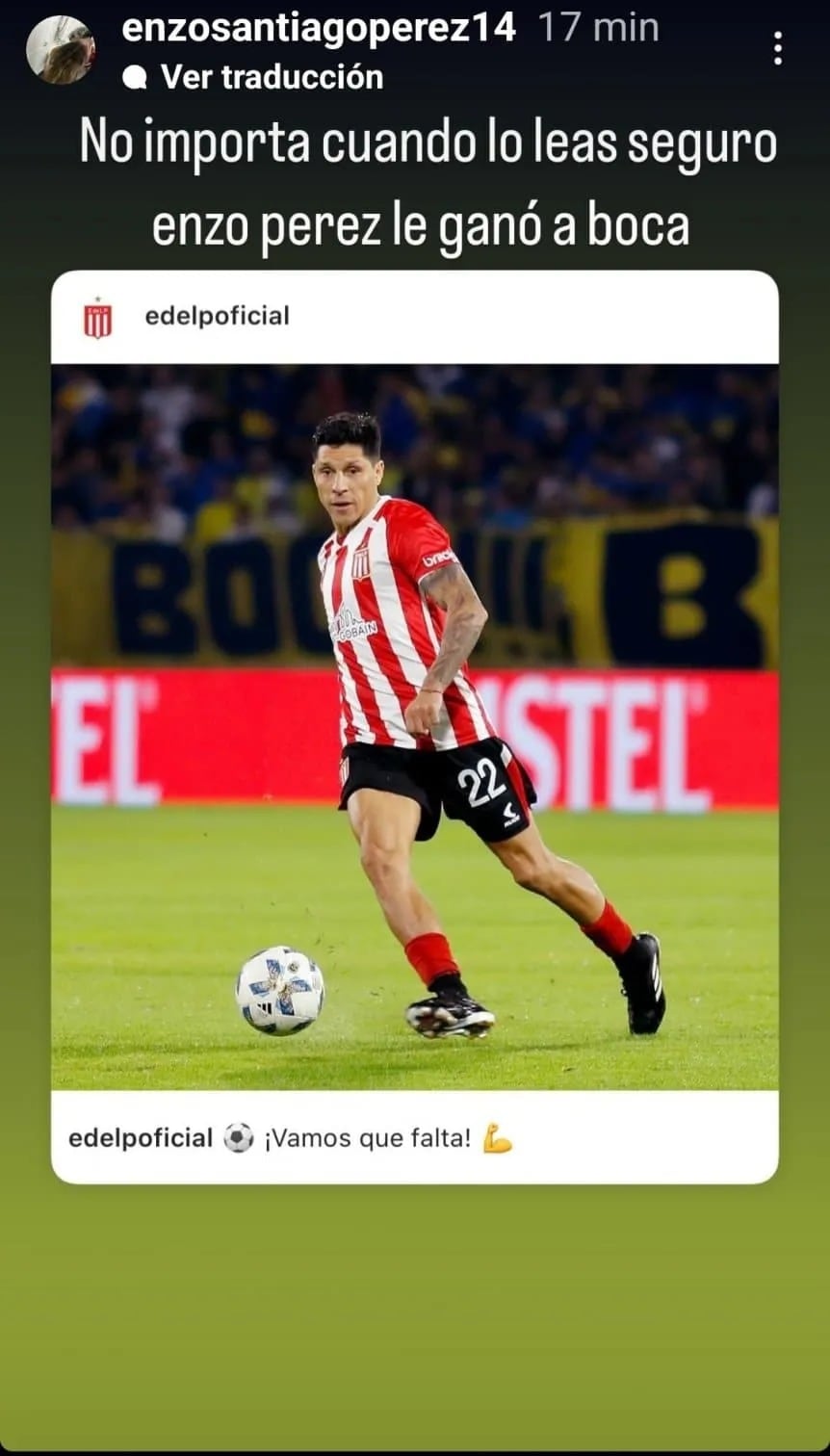 El hijo de Enzo Pérez, chicaneó a Boca. / Gentileza.