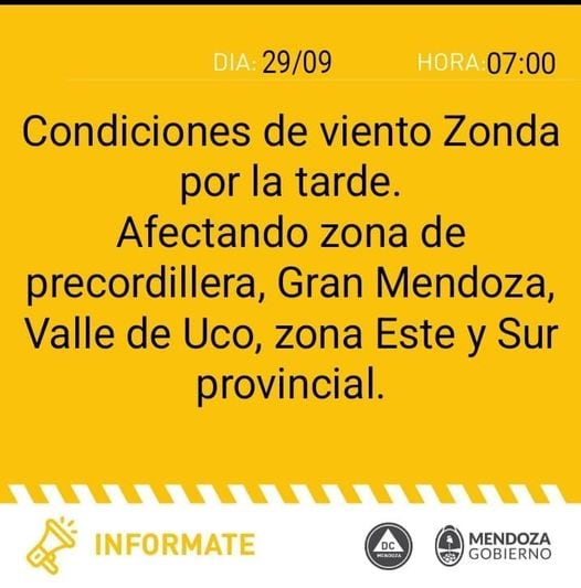 Alerta por Zonda  - DC