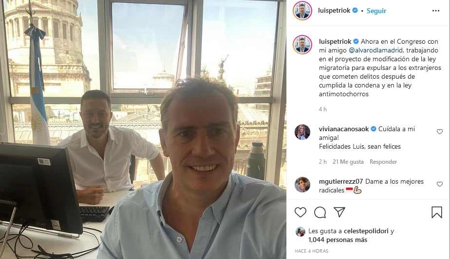 Viviana Canosa felicitó a Luis Petri y le pidió que cuide a su amiga Cristina Pérez.