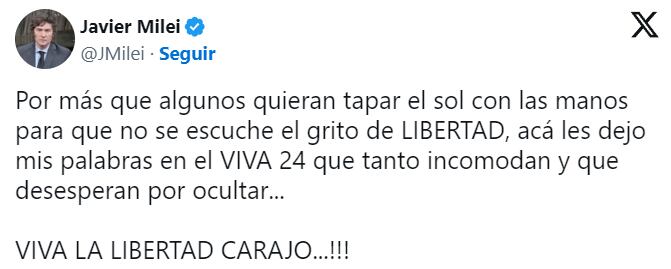 Javier Milei habló sobre sus discurso en España. X / @JMilei