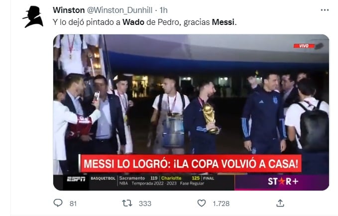 Reacciones en Twitter: ¿Messi ignoró a Wado de Pedro?