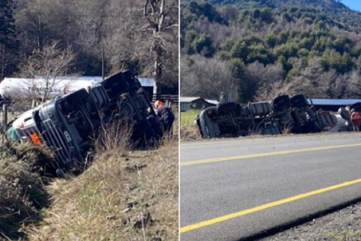 Dos camioneros argentinos murieron en Chile: uno por el choque y su compañero por un paro cardíaco al socorrerlo. En el lugar hubo una fuga de gas importante. (Gentileza)