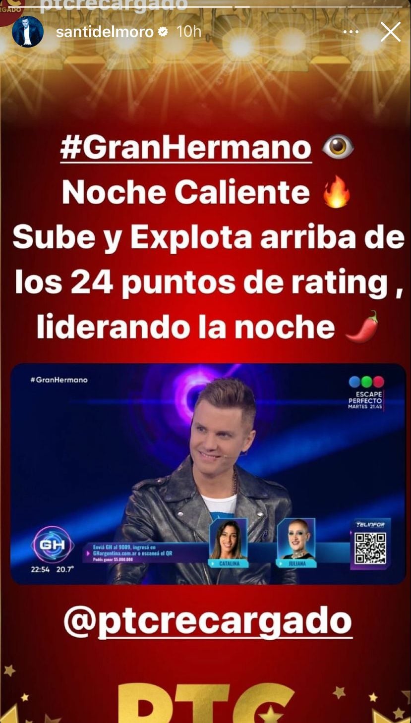 El rating de la eliminación de Catalina. Captura de pantalla.