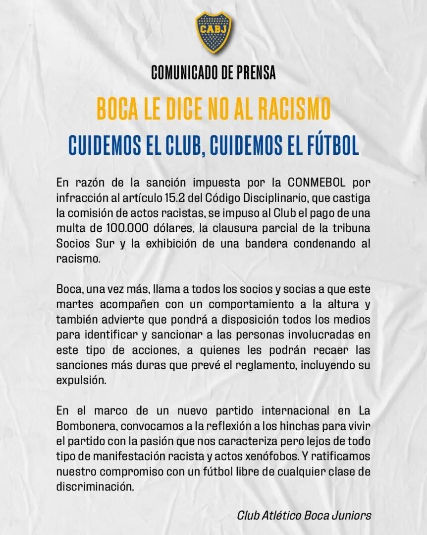 Comunicado de Boca