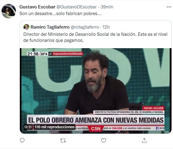 Críticas en Twitter al funcionario Rafael Klejzer: mencionó "los tres problemas de Argentina" y se olvidó el último