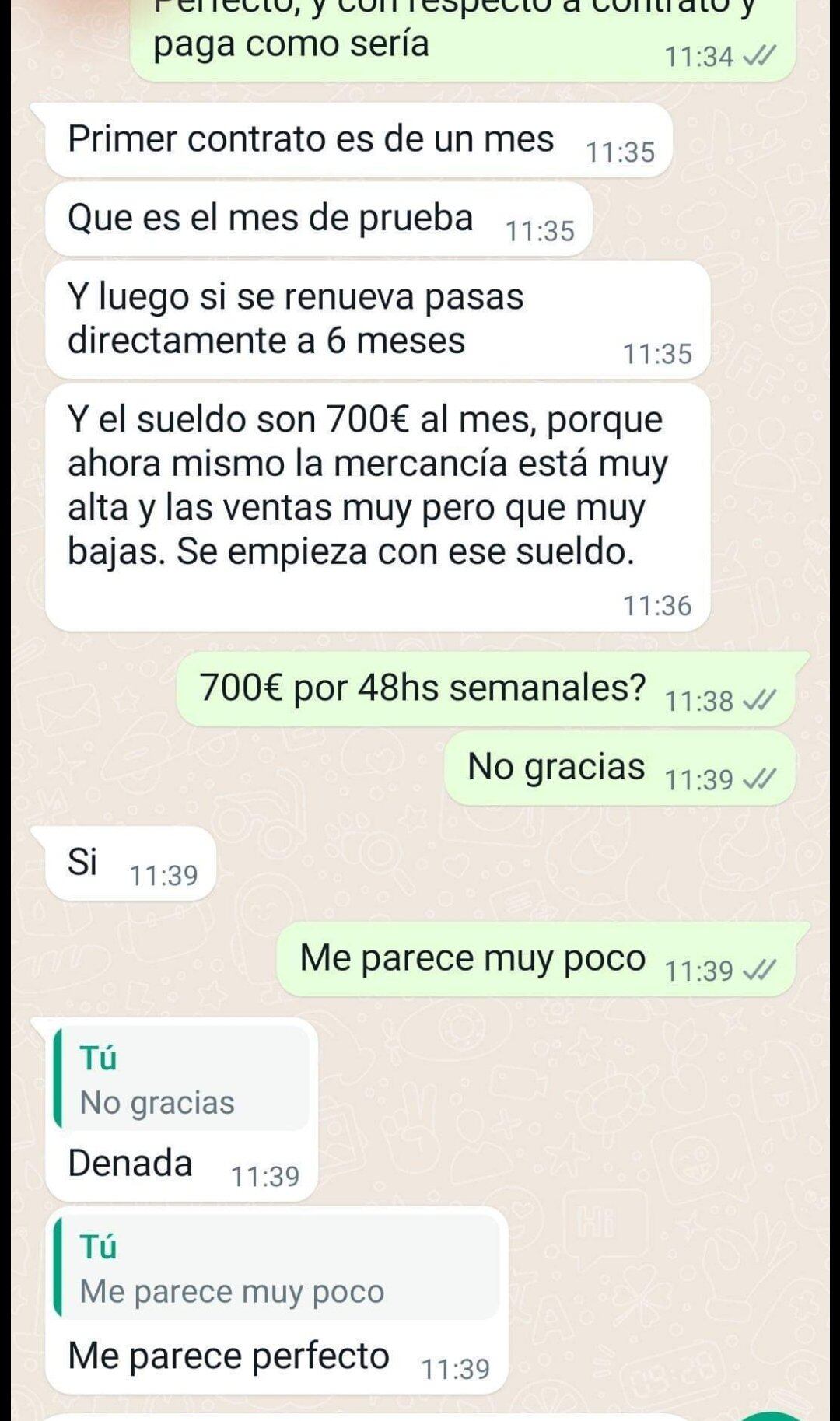 Un joven que quiso trabajar como mozo recibió una llamativa explicación para aceptar su sueldo bajo.