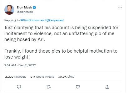 Elon Musk decidió suspender la cuenta de Twitter de Kanye West