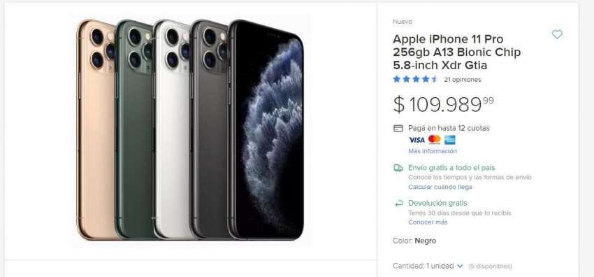 
    iPhone 11 Pro arranca en los $109.990.
   