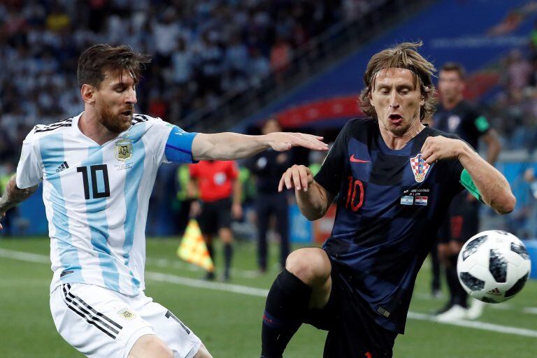 El delantero argentino Lionel Messi y el centrocampista croata Luka Modric también se enfrentaron en el Mundial de Fútbol de Rusia 2018, en el Estadio de Nizhni Nóvgorod