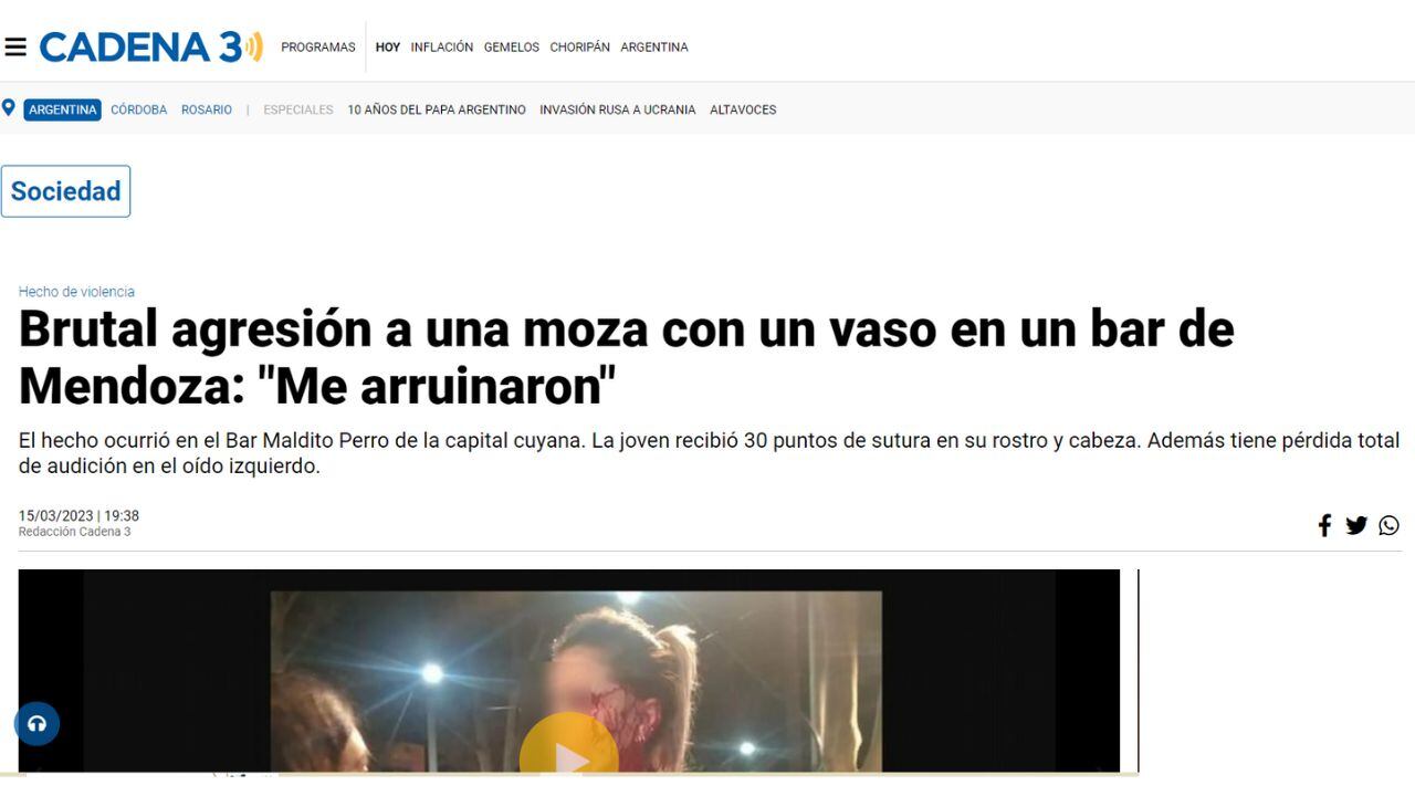 La agresión a la joven moza de la Arístides se replicó en los medios nacionales.