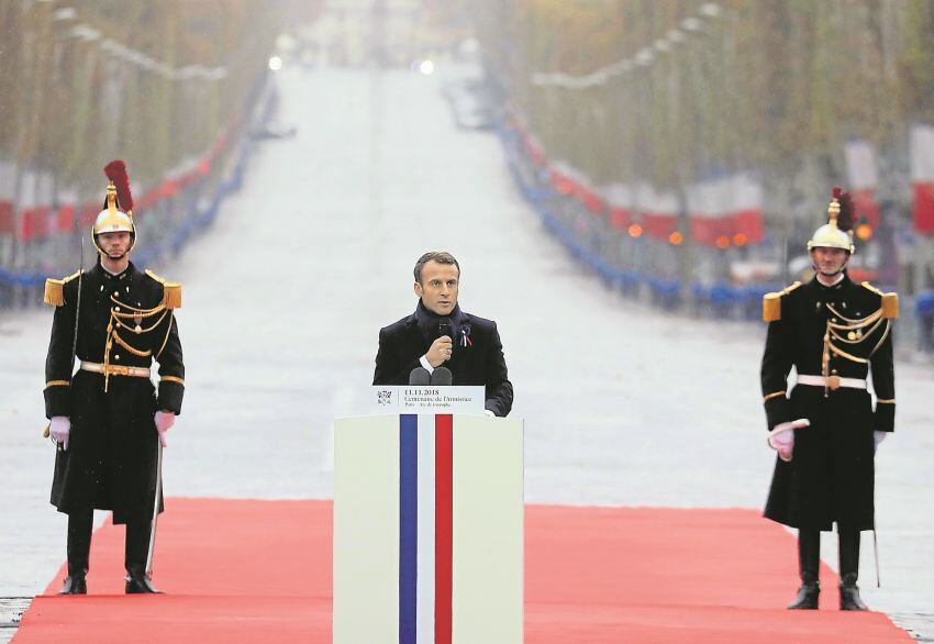 
Voz. Macron fustigó los nacionalismos en su discurso. | AP
   