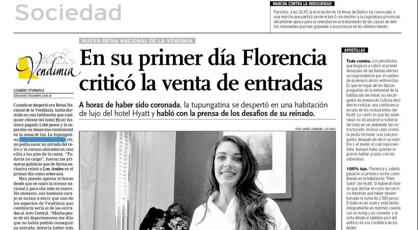 
    Florencia para Los Andes en 2008.
   