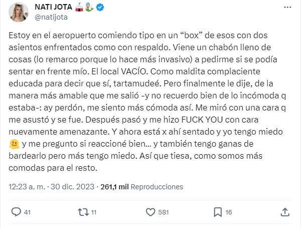 El tuit de Nati Jota