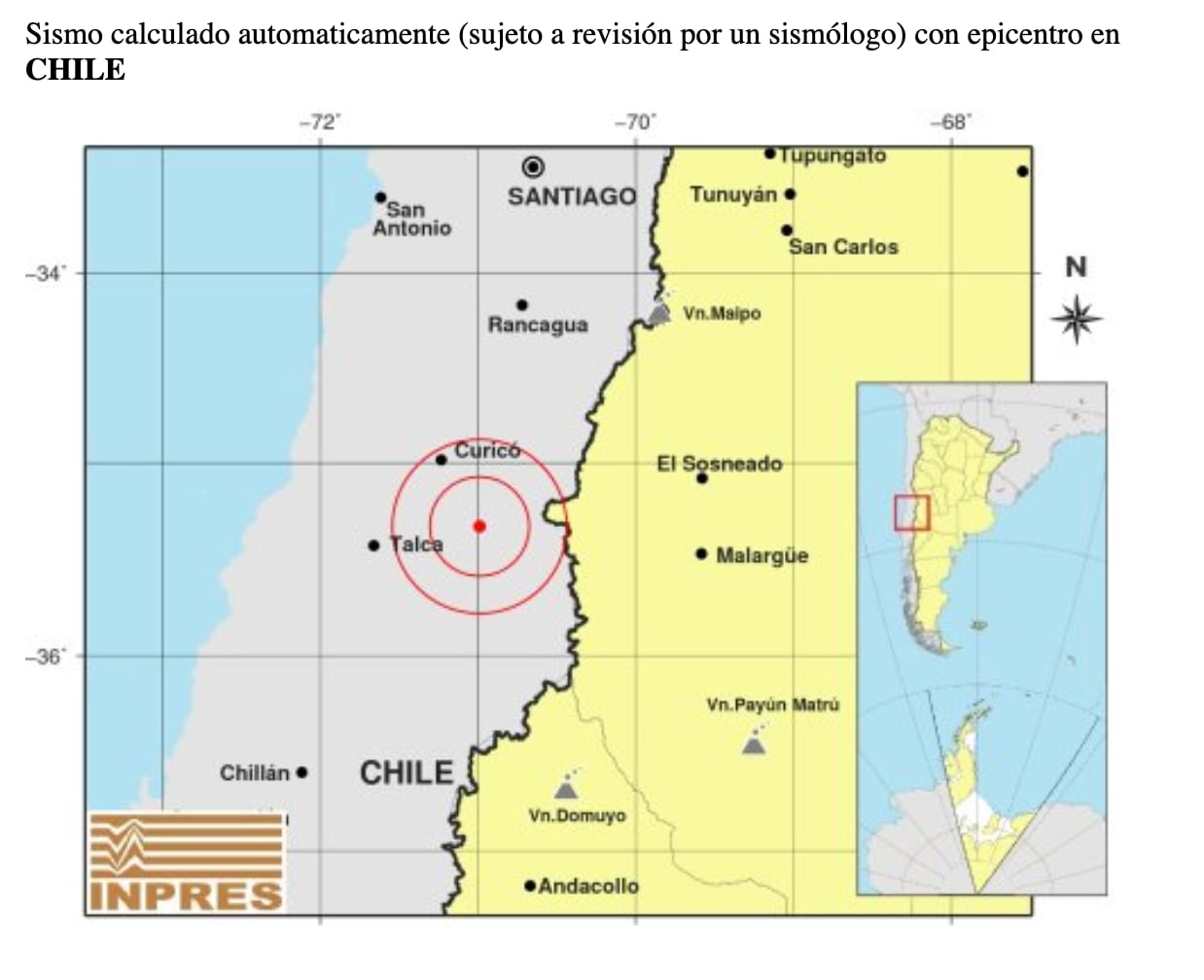 Un sismo en Chile se sintió con intensidad en Mendoza este viernes 13 de diciembre a las 20.38.