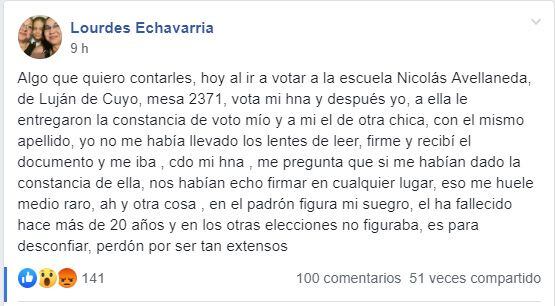 
    Denuncia. Le dieron una constancia de voto de otra persona
   