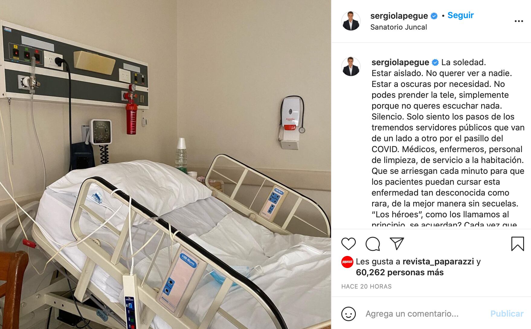 La nueva foto del periodista desde el hospital.